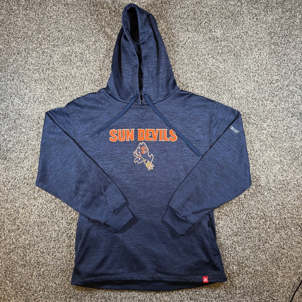 Marucci Arizone State Sun Devils Hoodie Mens Medium Navy Blue Sparky Mascot ASU